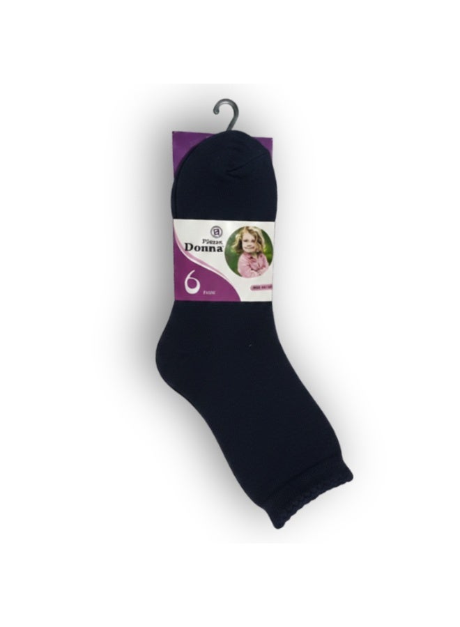 Pierre Donna Girls Long Socks Pack of 6 – Mix Colors Navy Blue / White / Black | Soft Cotton Blend | Breathable & Stretch Comfort | School & Daily Wear | Age 13–14 Years - Image 3